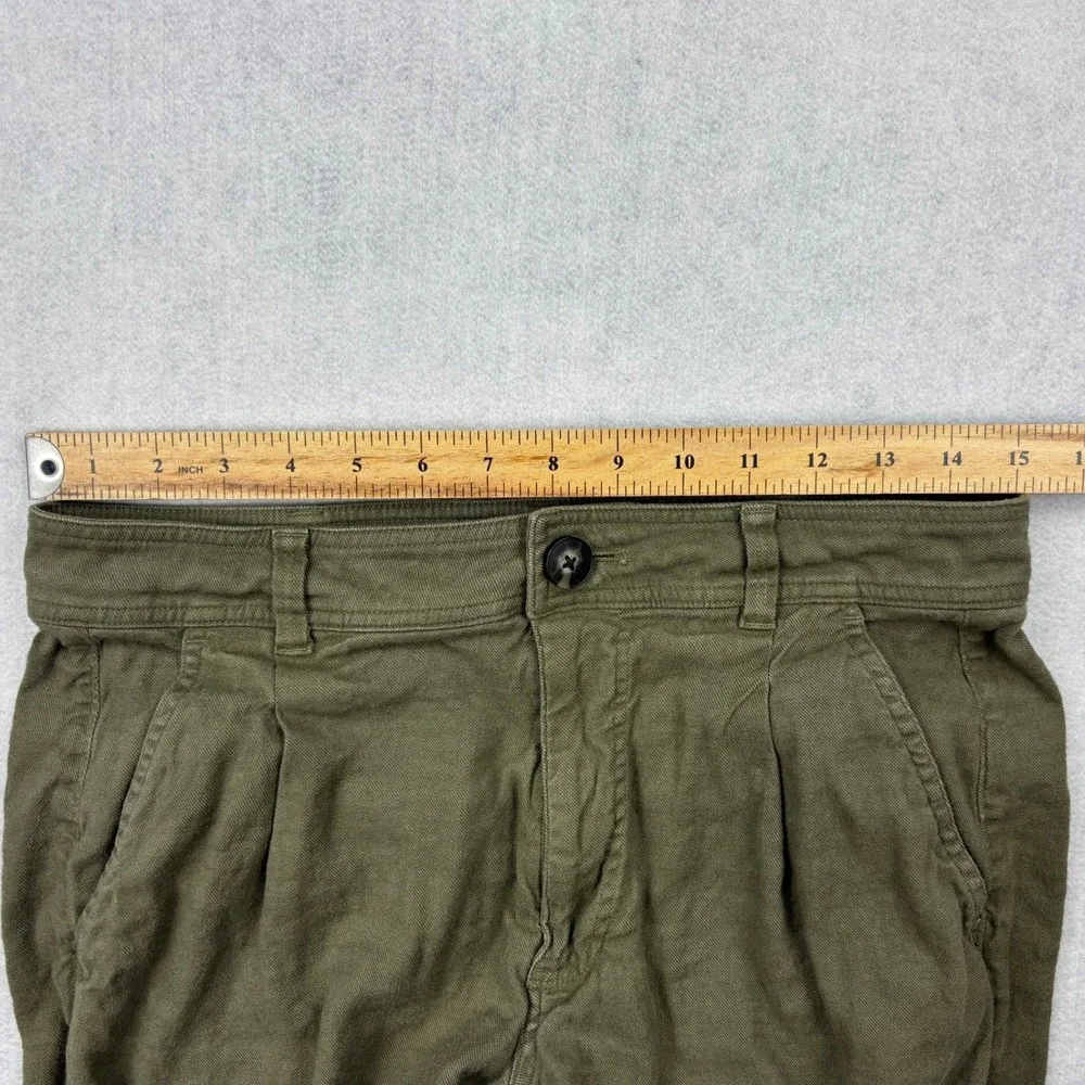 Everlane Pants Womens 6 Green Linen Pleated Curve Barrel Trousers European Flax